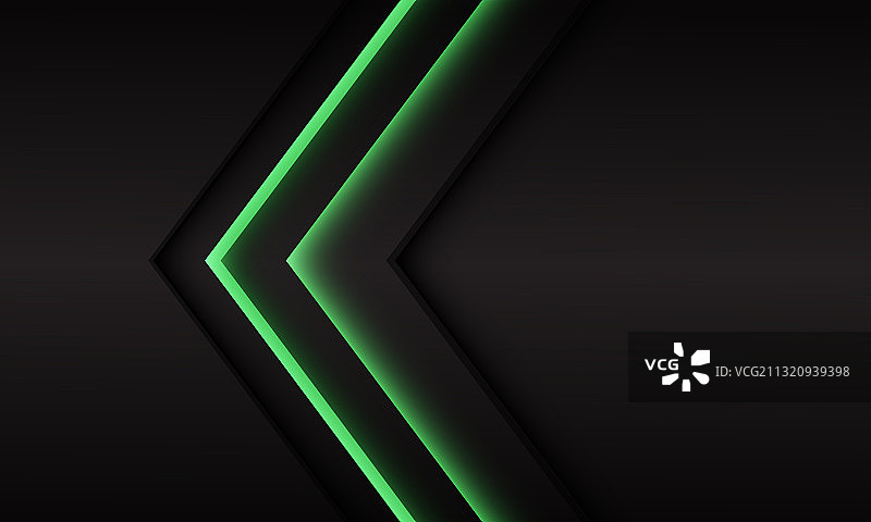 深灰色背景上的绿色霓虹箭头图片素材