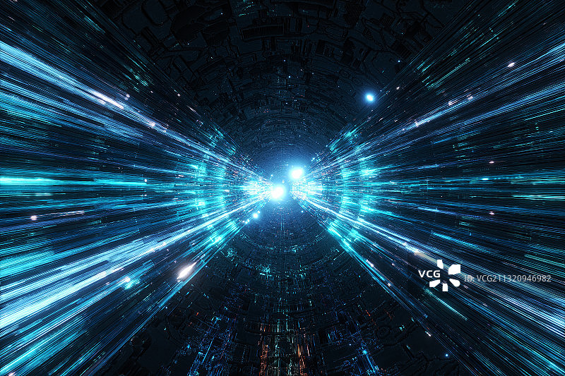 3D抽象科技空间隧道图片素材