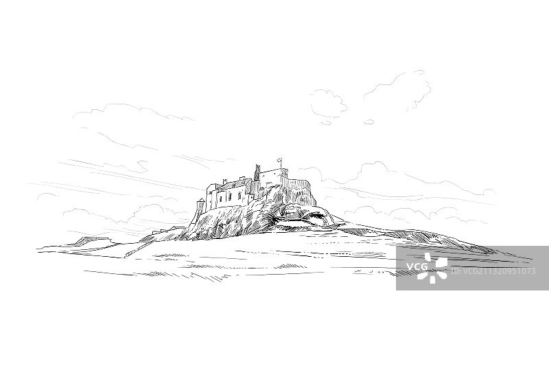 欧洲英国城堡手绘草图图片素材