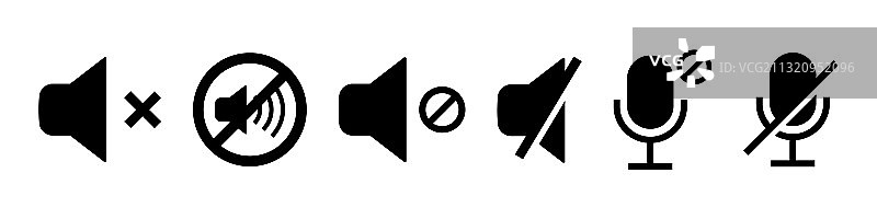 静音图标：麦克风关闭音频扬声器图片素材