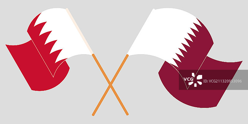 巴林和卡塔尔交叉挥舞的旗帜图片素材