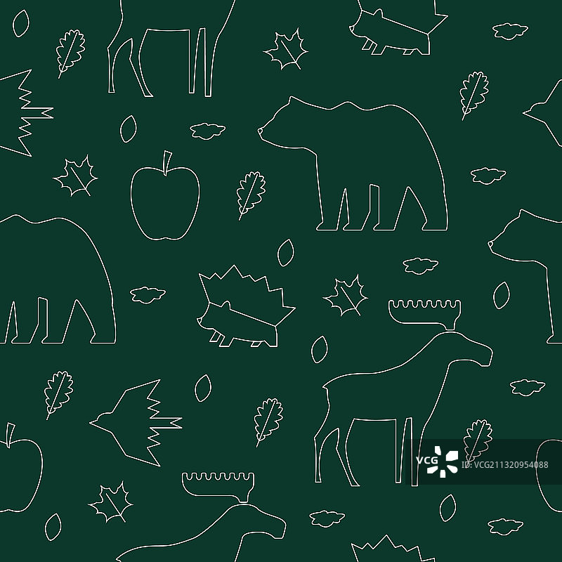 森林动物与元素无缝图案图片素材