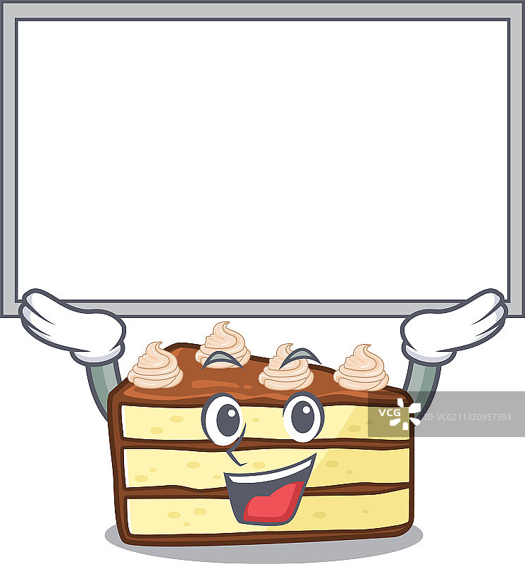 巧克力切片蛋糕吉祥物图片举起图片素材