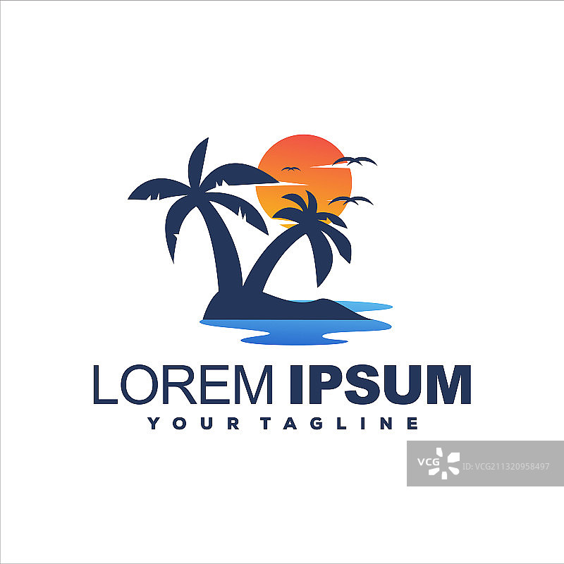 日落树木渐变Logo设计图片素材