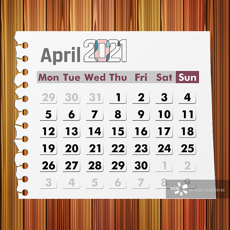 木质日历 2021年4月图片素材