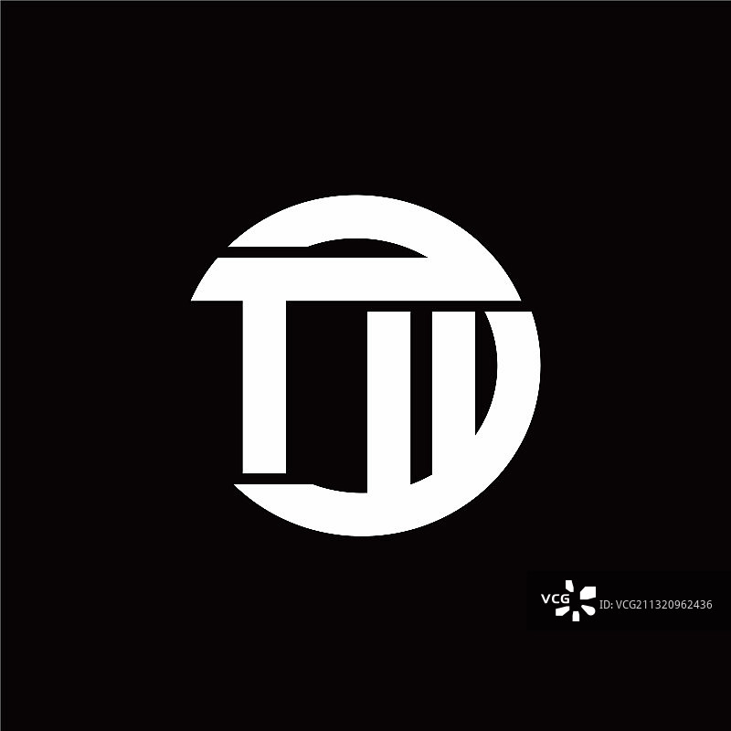 带有圆弧线滑动设计的TW字母组合标志图片素材