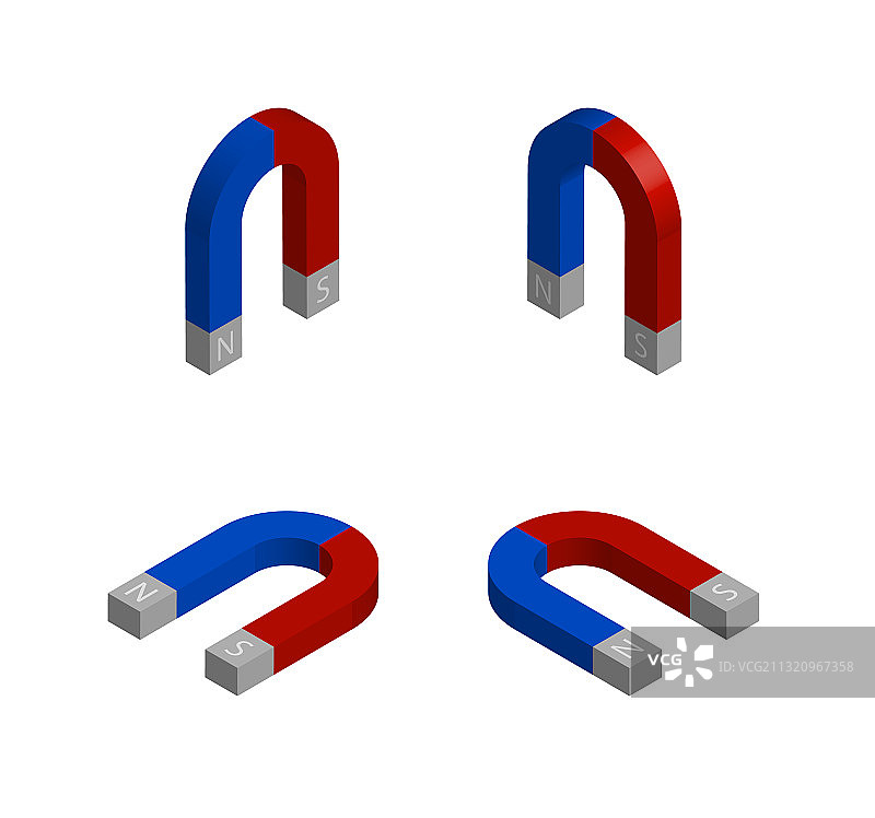 红蓝马蹄形磁铁图片素材