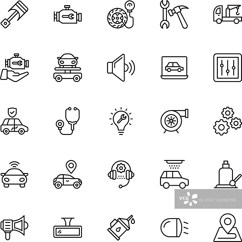 汽车维修线性图标图片素材