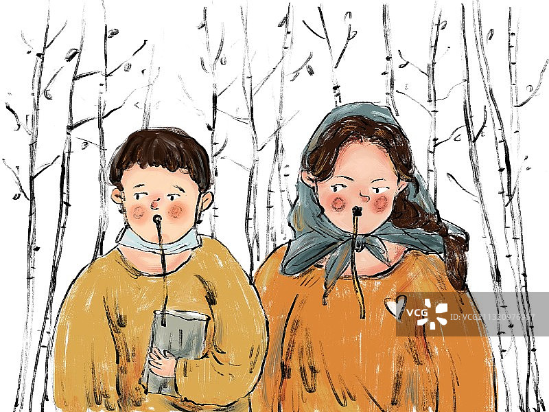 植树节，来呀我们躲去小树林吃辣条呀图片素材