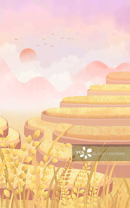 淡雅中国风田园山水风景图片素材