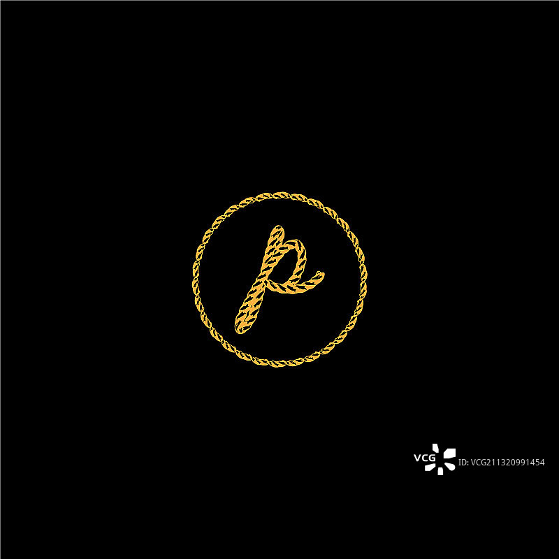 字母P花押字标志设计图片素材