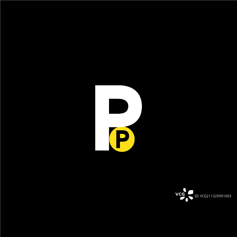 字母P花押字标志设计图片素材