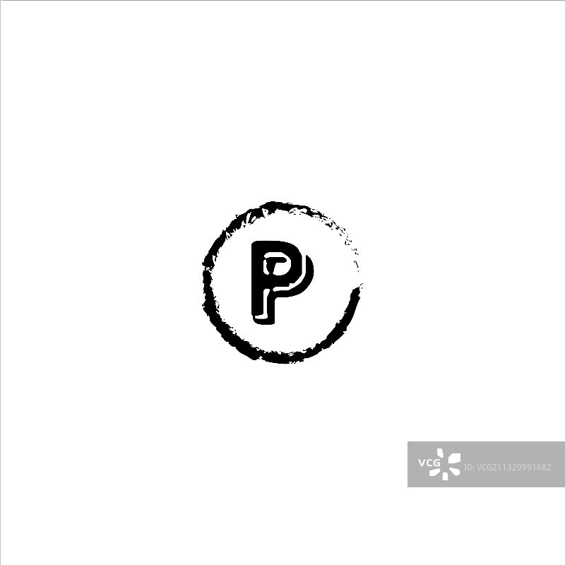 字母P花押字标志设计图片素材