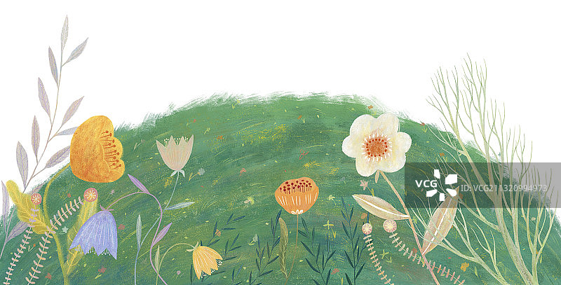 草地植物花元素肌理插画图片素材