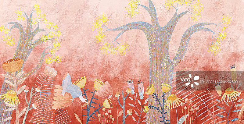 户外植物红色背景图片素材