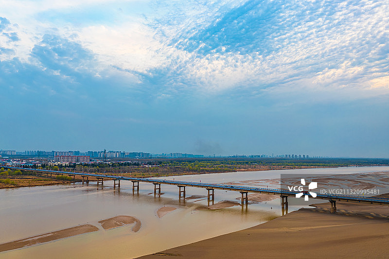 航拍郑州花园口黄河公路大桥图片素材