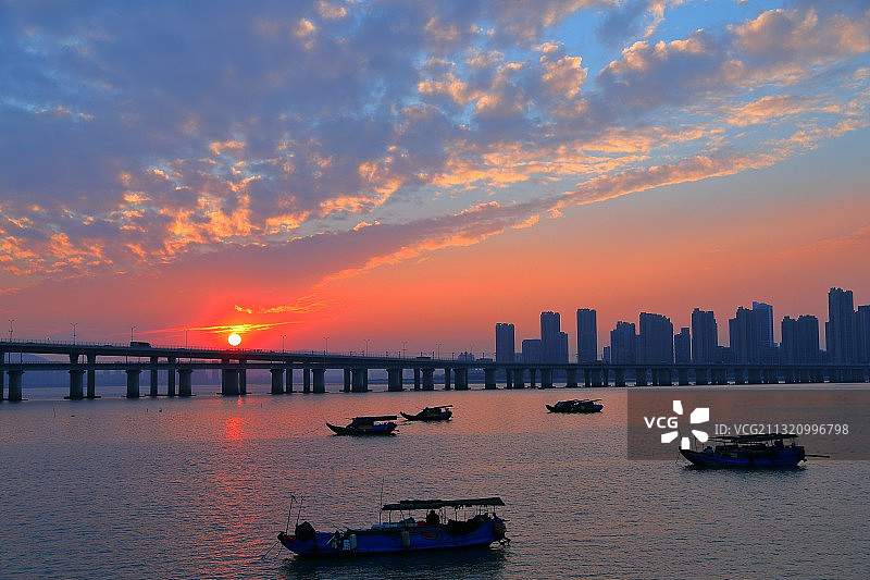 厦门杏林大桥日落图片素材