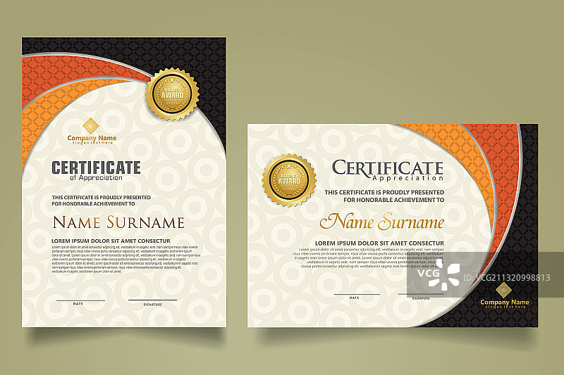 具有真实感的现代证书模板图片素材