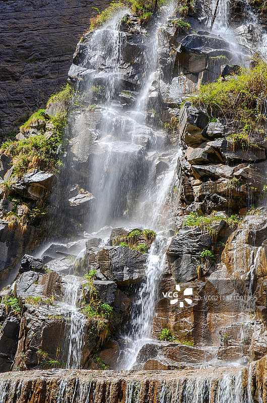河南新乡八里沟景区太行天河瀑布春天户外风光图片素材