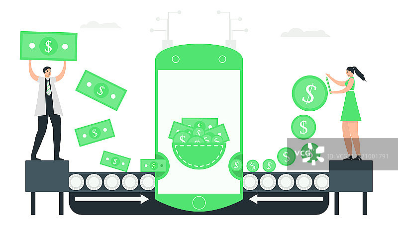 人们将钱存入电子钱包或数字账户图片素材