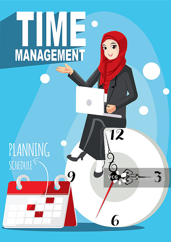 戴帽衫的女性的时间管理图片素材