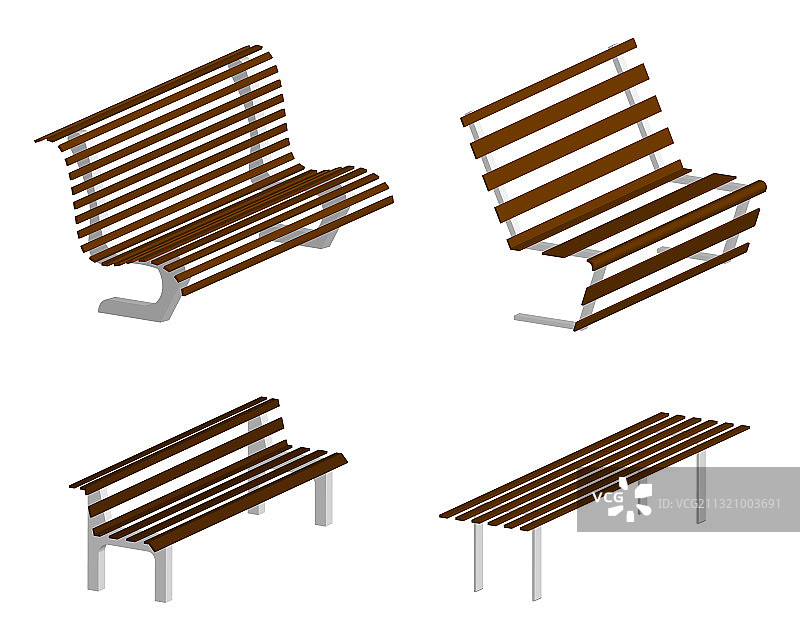 2.5D公园长椅合集图片素材