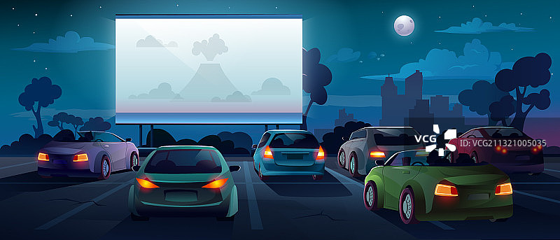 汽车电影院或汽车影院图片素材