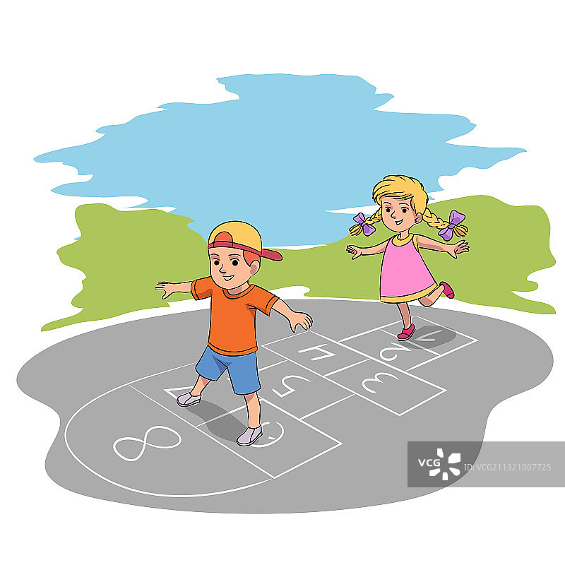 夏季院子里快乐玩耍的孩子们图片素材