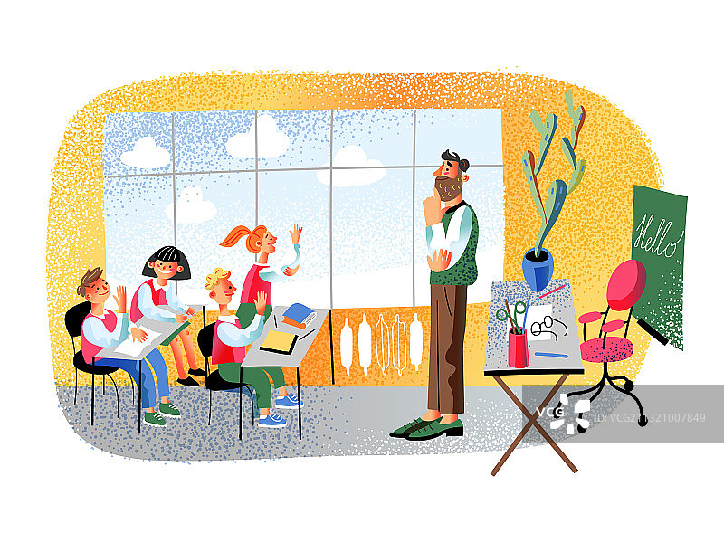 课堂上课的老师和学生图片素材