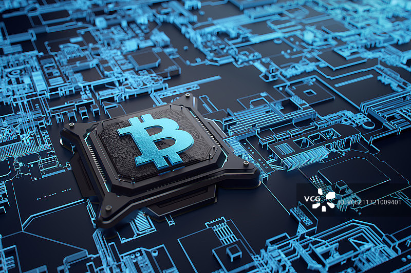 蓝色比特币图片素材