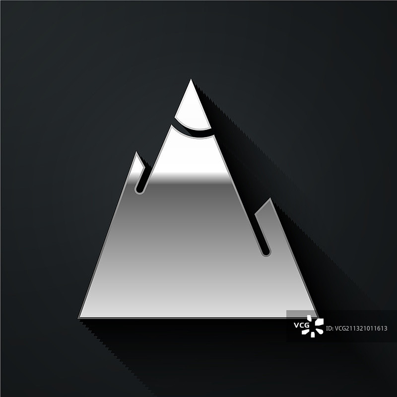 黑色背景上的银色山峰图标图片素材
