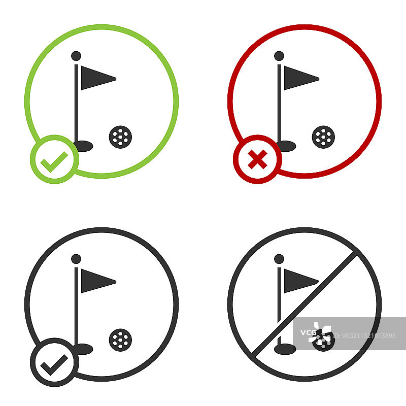 白色背景上的黑色高尔夫旗帜图标图片素材
