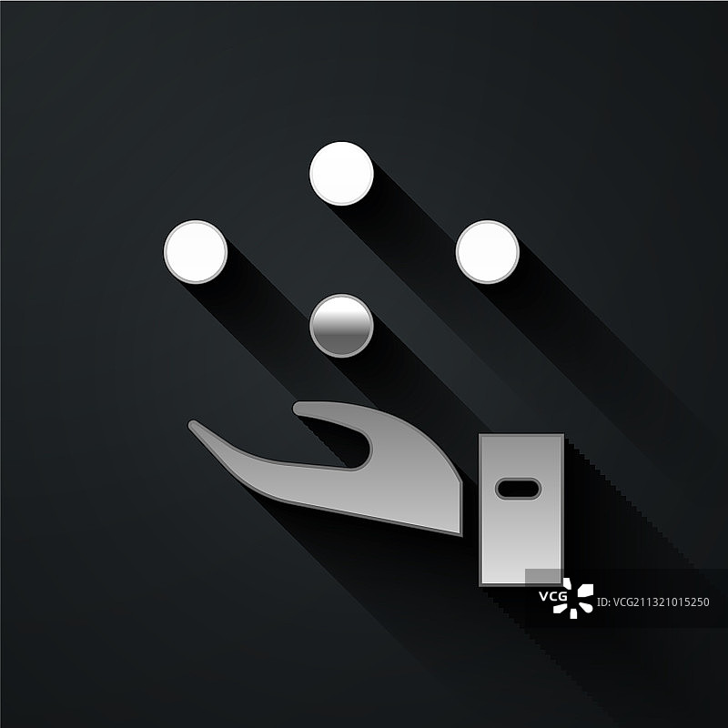 黑色背景上的银色杂耍球图标图片素材