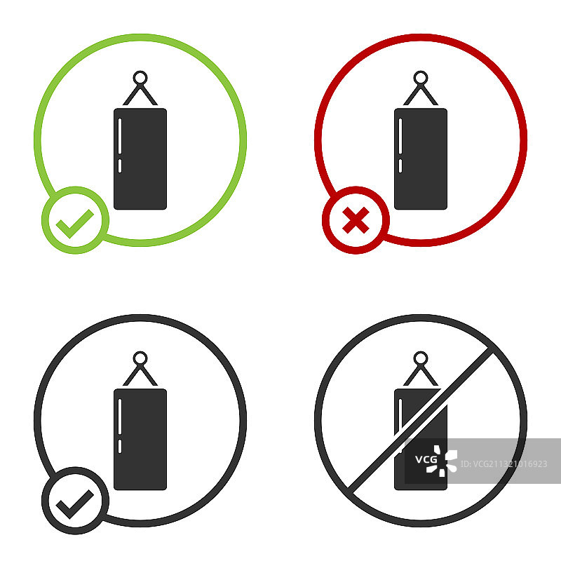 白色背景上的黑色拳击沙袋图标图片素材
