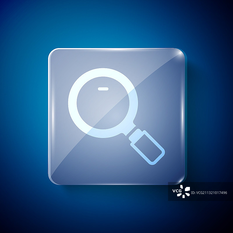 蓝色背景上的白色放大镜图标图片素材