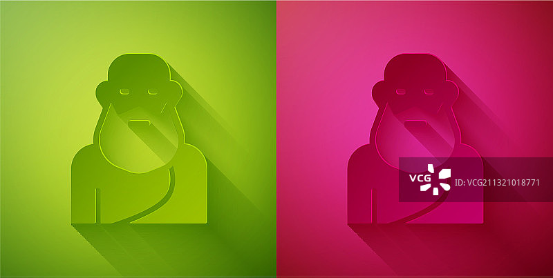 绿粉背景上的剪纸苏格拉底图标图片素材