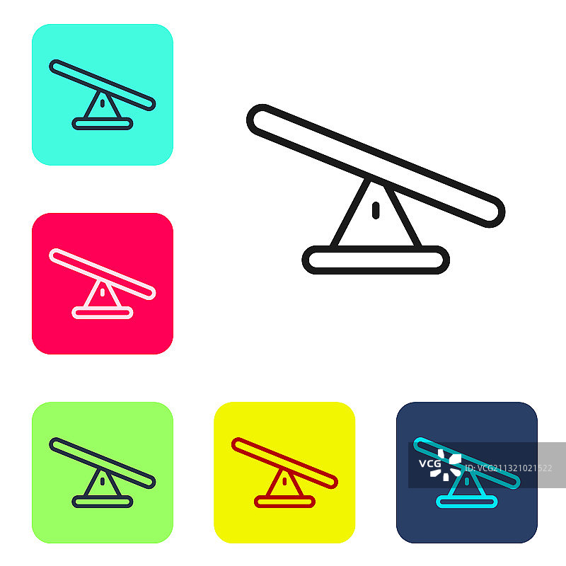 黑色线条跷跷板图标，白色背景图片素材