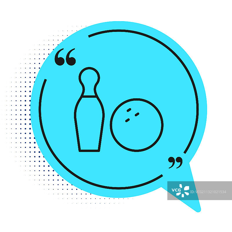 黑色线条保龄球瓶和球图片素材