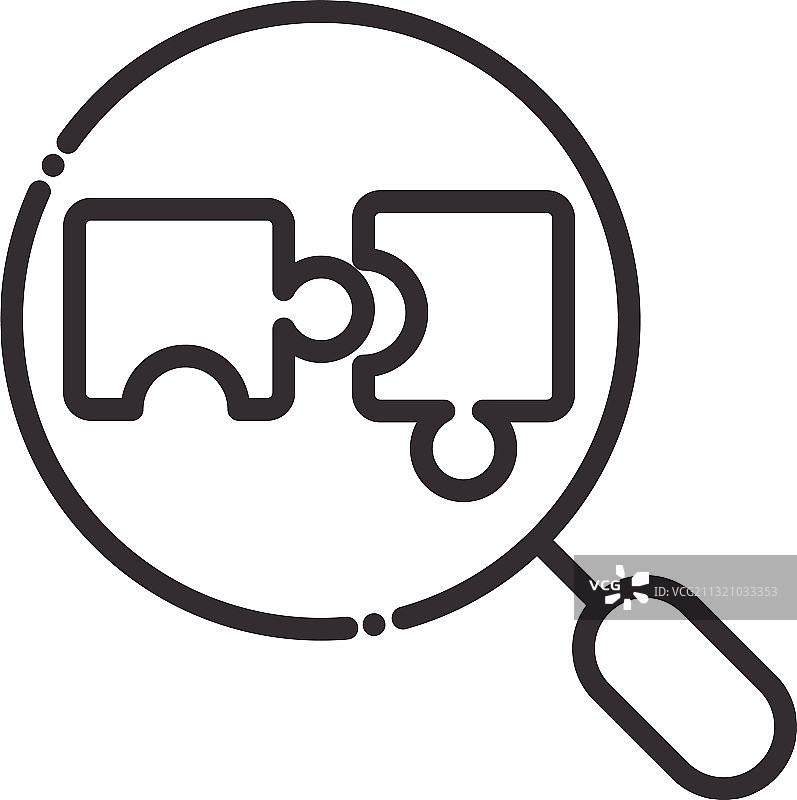 搜索图标放大镜拼图碎片细线图片素材