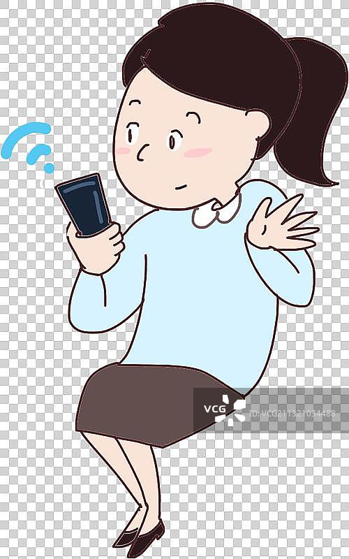 女孩与手机元素图片素材