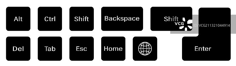 白色背景上的附加键盘按键图片素材