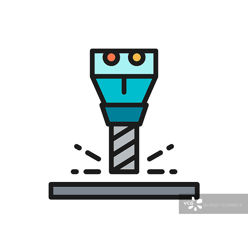 数控机床铣削主轴扁平色图片素材