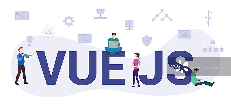 Vue JS现代大文字概念图片素材