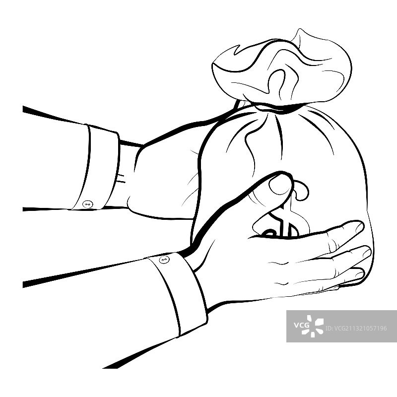 男人手提一袋钱图片素材