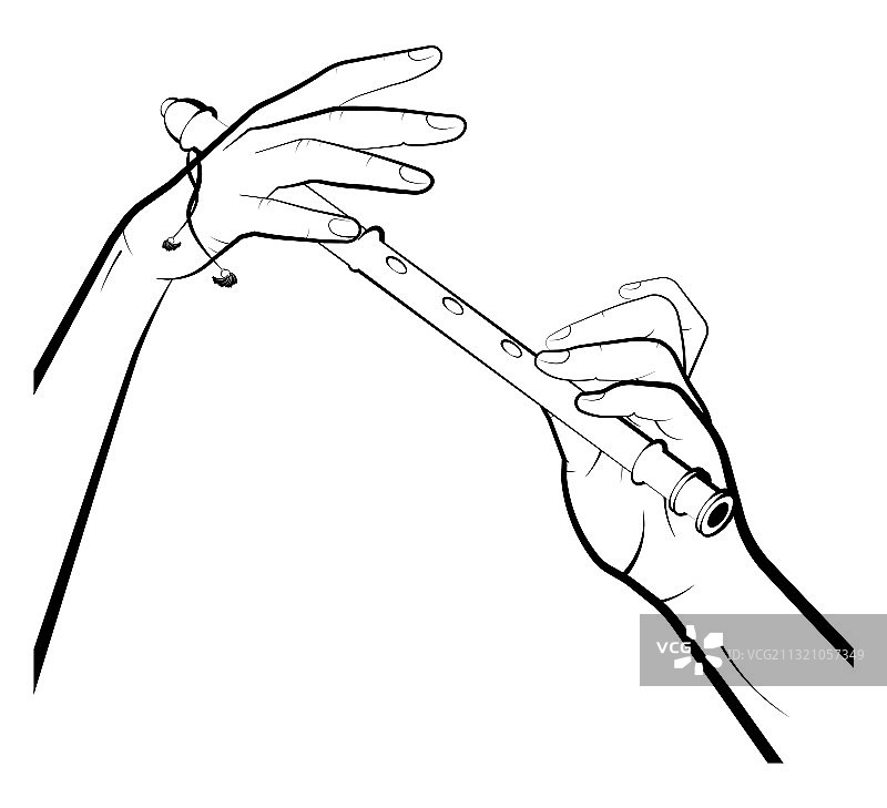 男人用手演奏木制管乐器图片素材