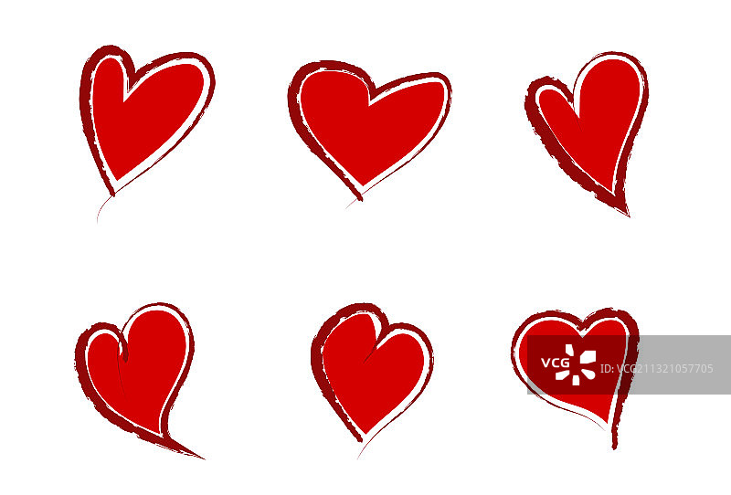 手绘红色Grunge风格爱心素材图片素材