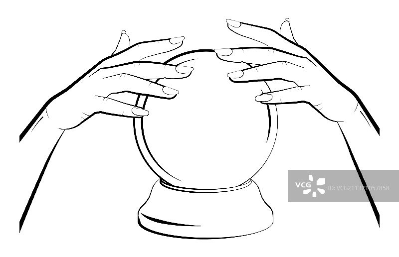 女巫手持水晶球预测未来图片素材