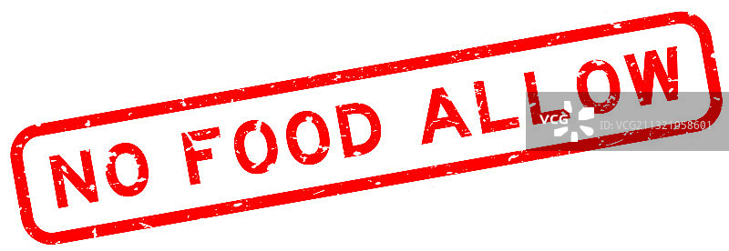 红色Grunge风格禁止食物词语方形橡胶印章图片素材