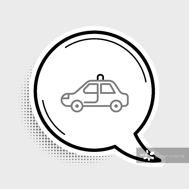 线条警车和警察闪光灯图标图片素材