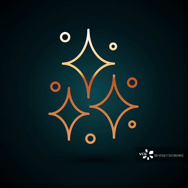 金色线条烟花图标，深蓝色背景图片素材